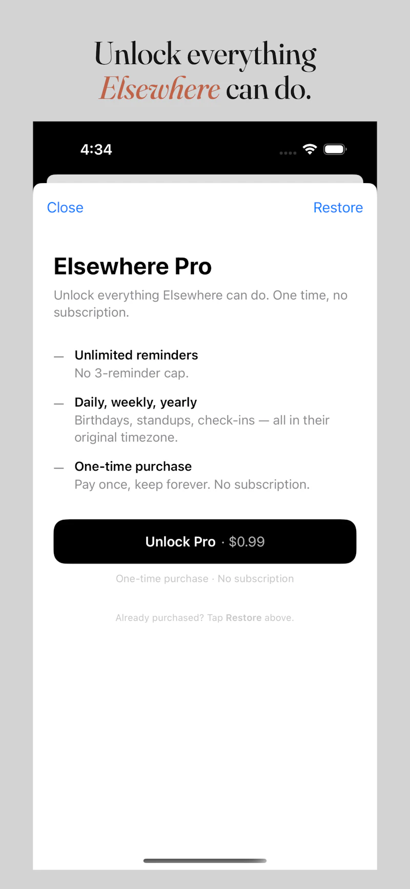 Elsewhere Reminders screenshot 3