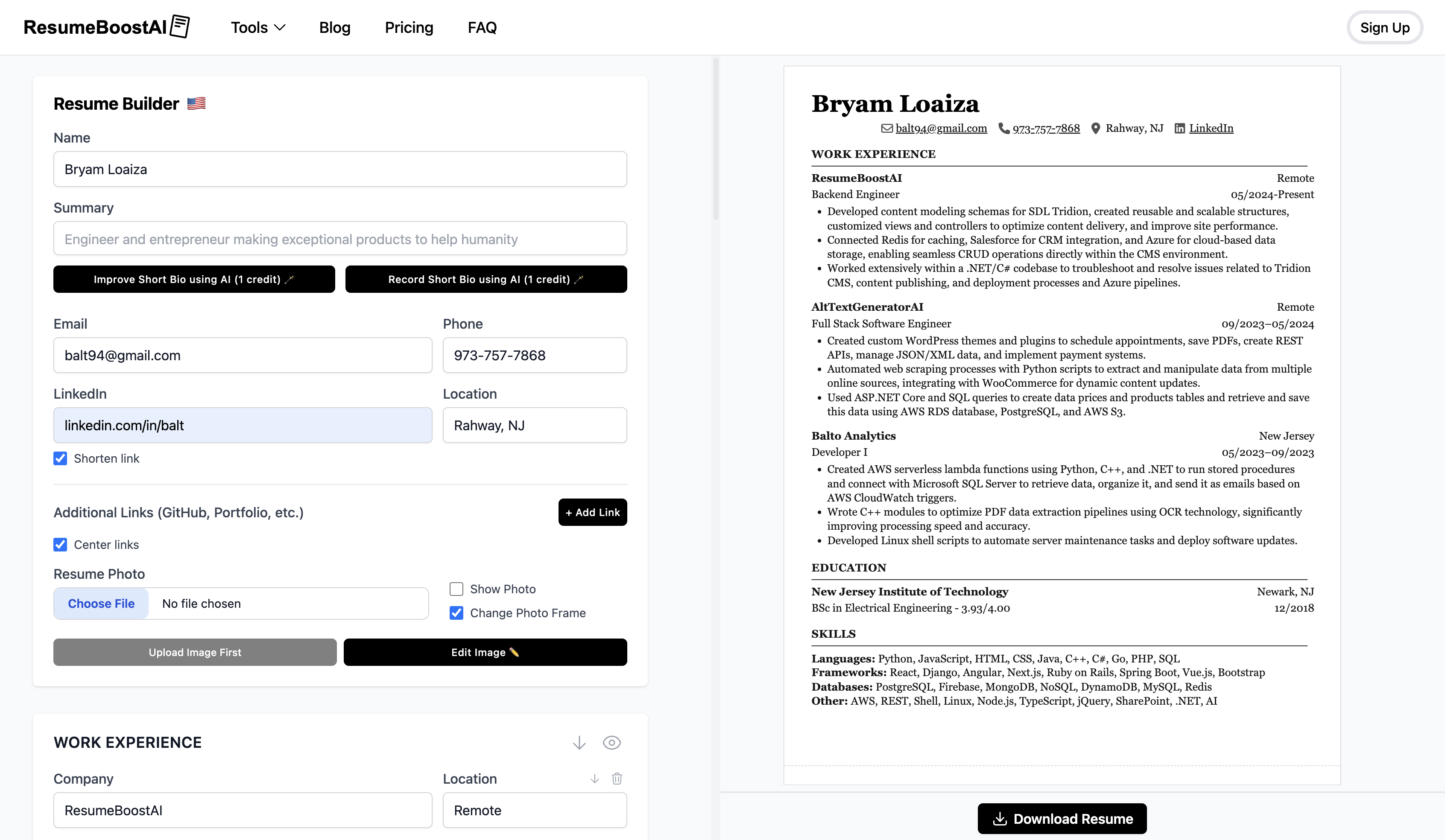 ResumeBoostAI - Screenshot 3 showing product features and functionality