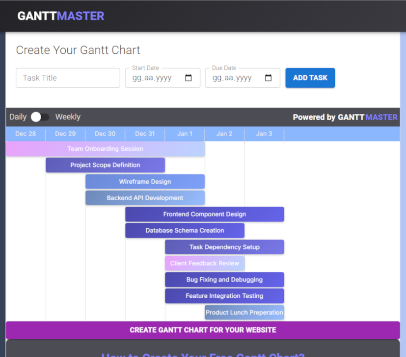 GanttMaster.com - Dinamik Gantt grafikleri ile verimli proje yönetimi. medya 4