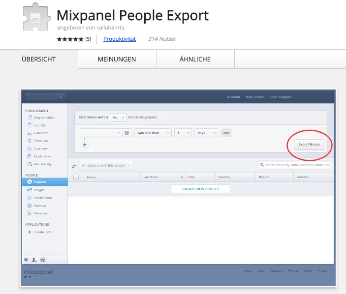 Mixpanel People Export Chrome extension Jobs & Careers Product Hunt