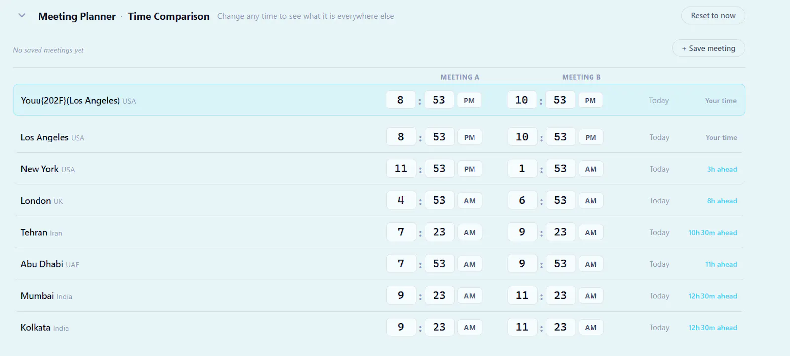 CityTime.io Meeting Planner tools screenshot 3
