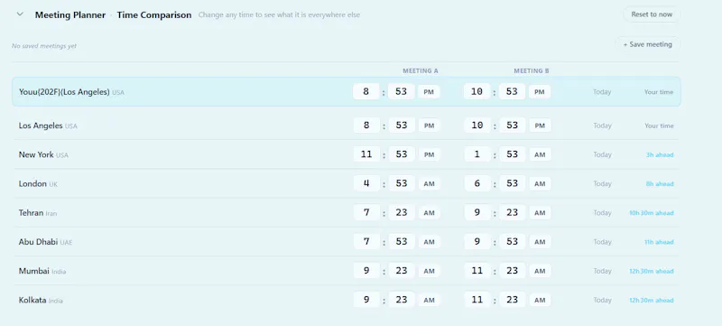 CityTime.io Meeting Planner tools screenshot 3