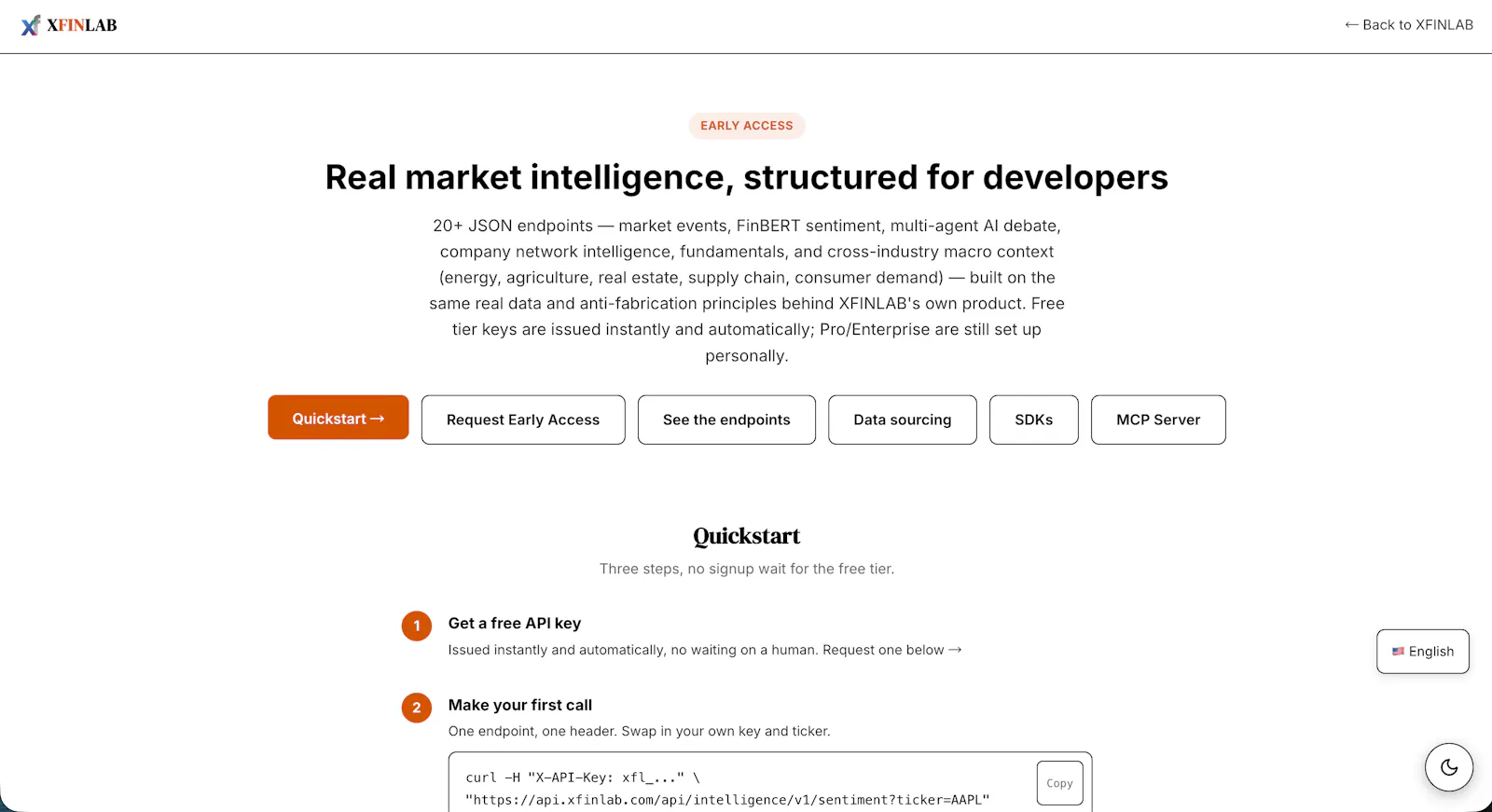 XFINLAB Intelligence API screenshot 1