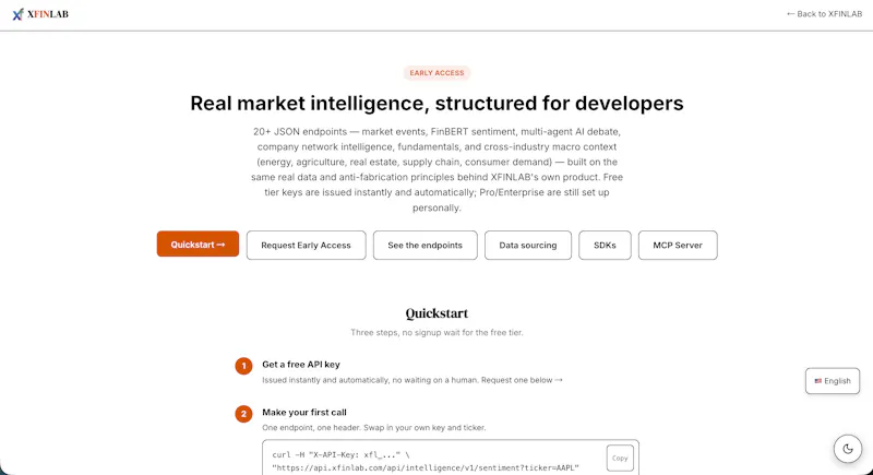 XFINLAB Intelligence API screenshot 1