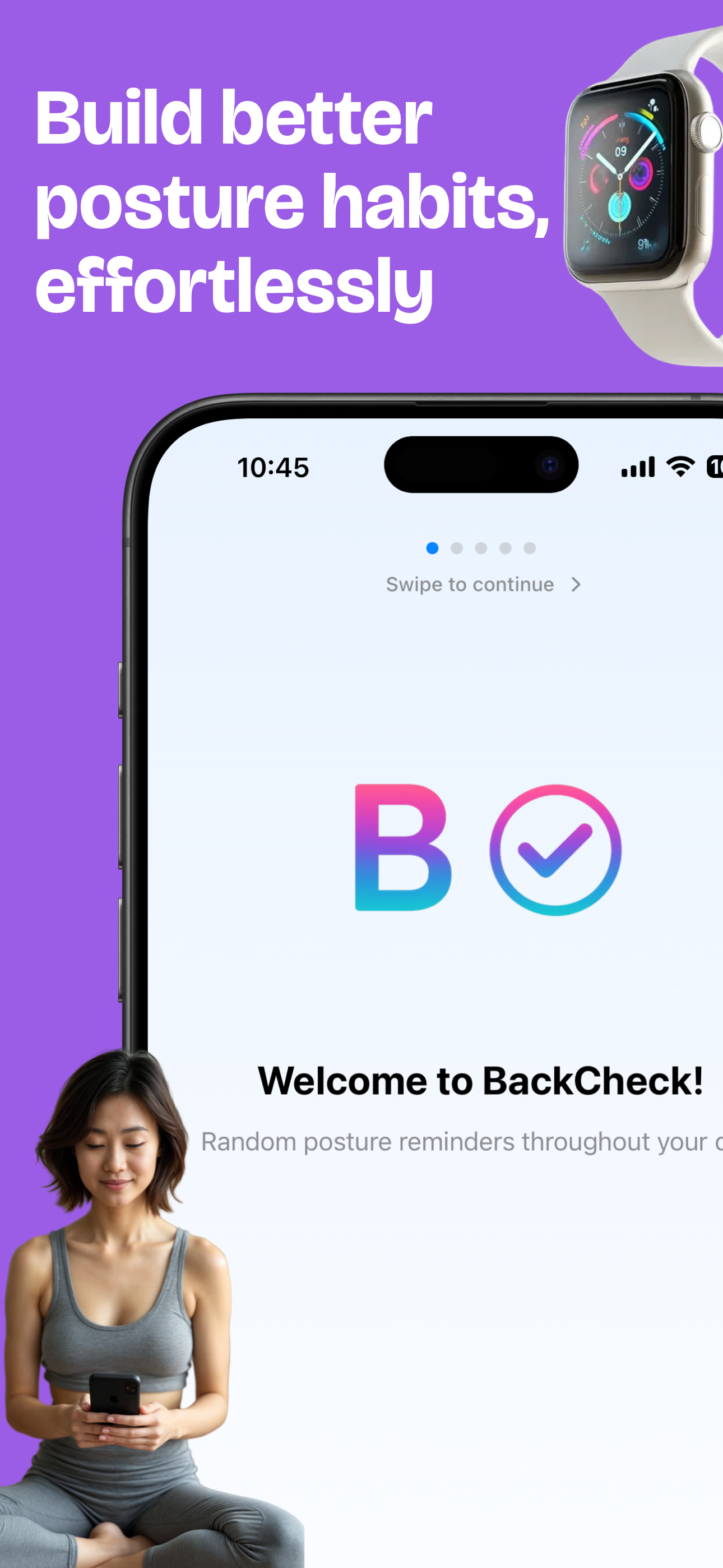 BackCheck: Posture Reminder - Screenshot 2 showing product features and functionality