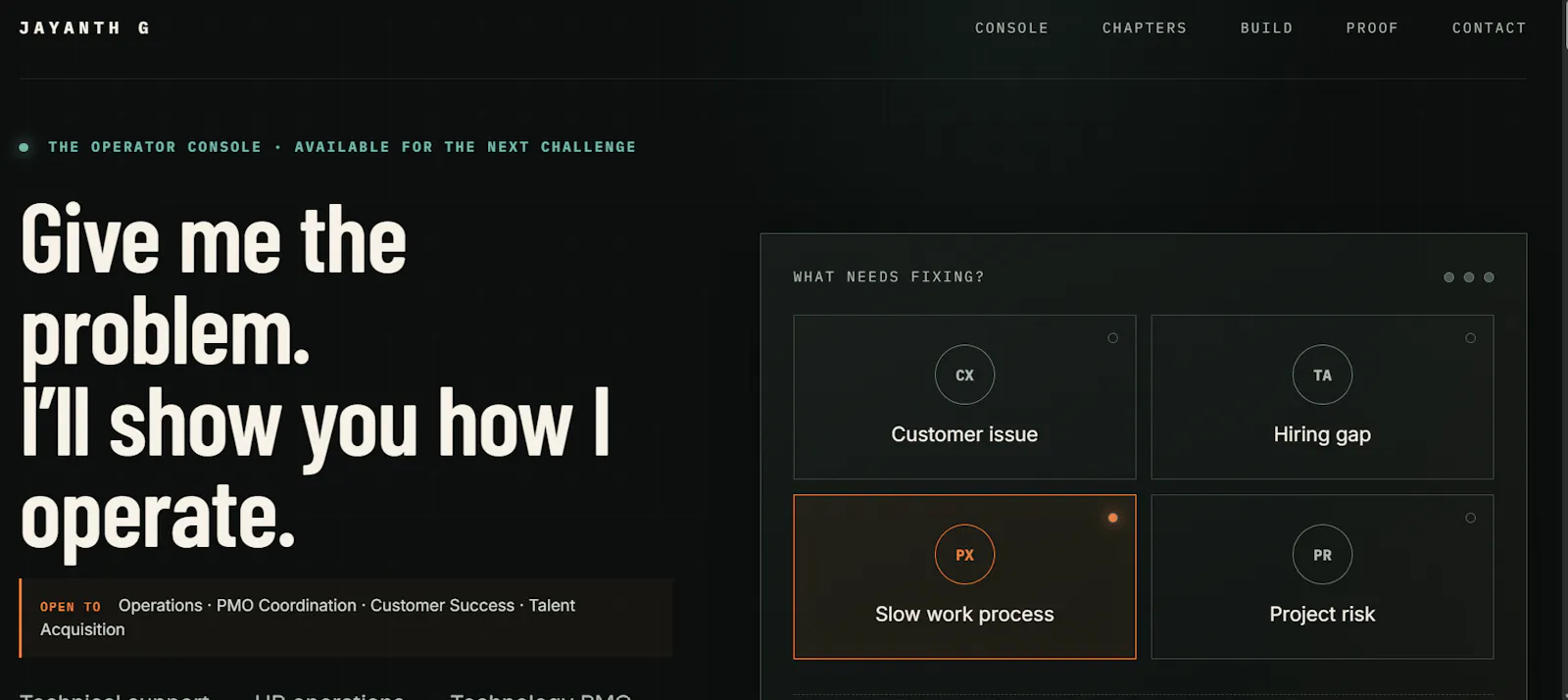Jayanth G — The Operator Console screenshot 2
