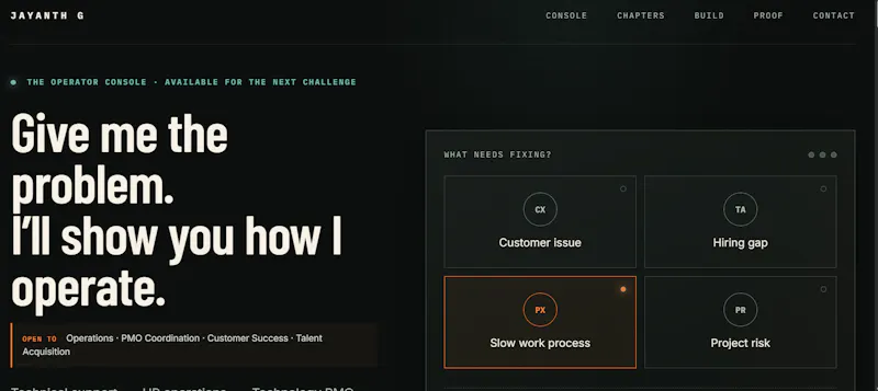 Jayanth G — The Operator Console screenshot 2