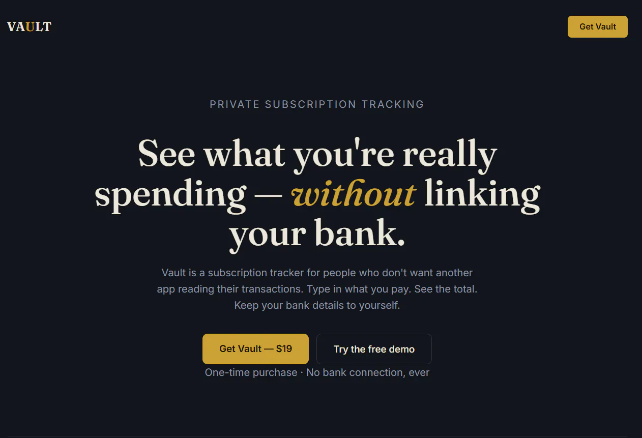 Vault a private ledger for your subs gallery image