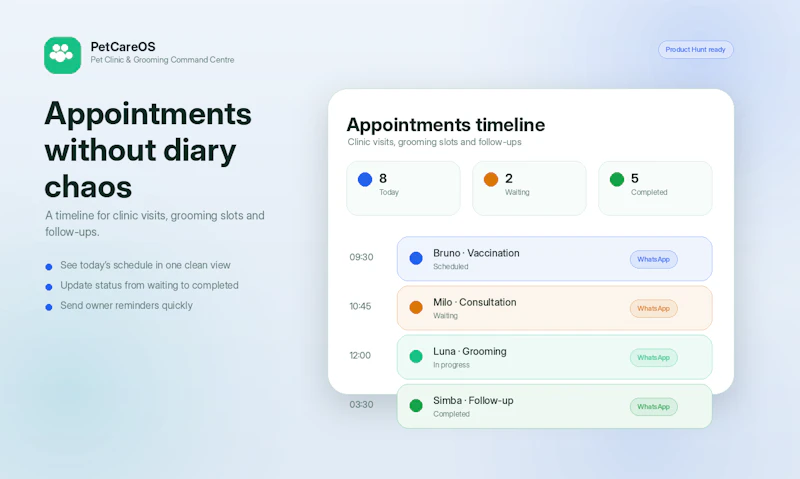 PetCareOS — Pet Clinic Command Centre screenshot 2