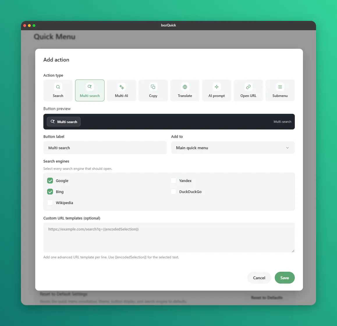 bozQuick – Selected Text Quick Actions gallery image