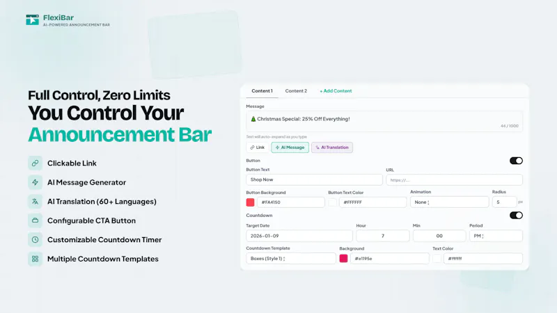 FlexiBar: AI Announcement Bar screenshot 1
