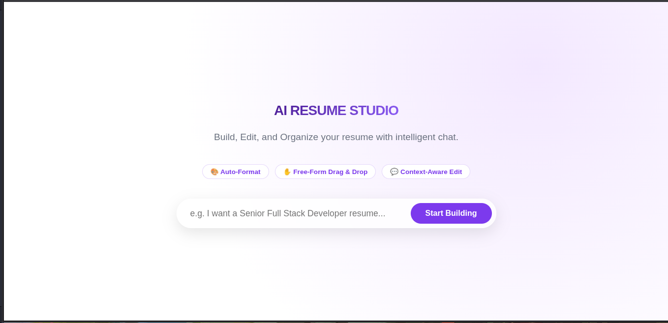 AI Resume Studio Pro Free Resume Builder - Main product screenshot demonstrating key features and user interface