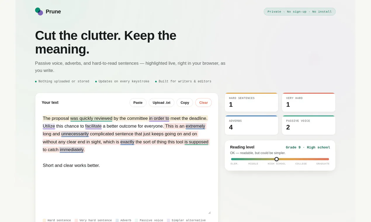 Prune — Writing Clarity Editor gallery image