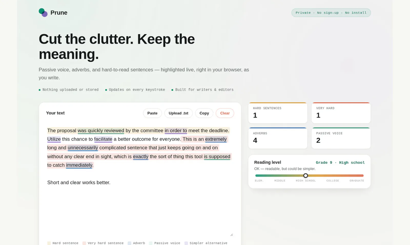 Prune — Writing Clarity Editor screenshot 2