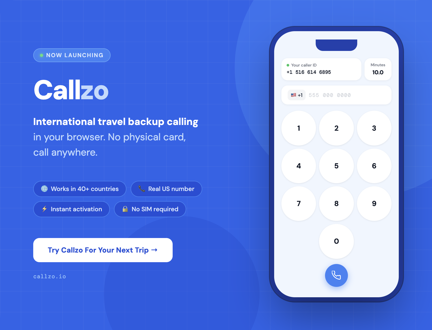 Callzo - Main product screenshot demonstrating key features and user interface