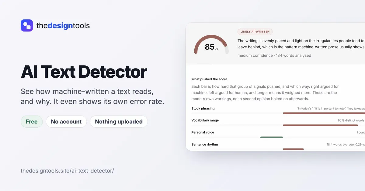 AI Text Detector by The Design Tools logo