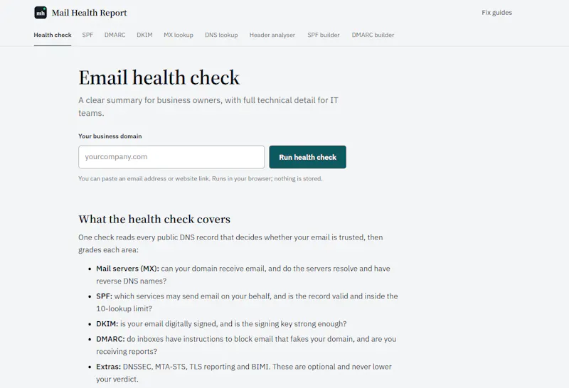 Mail Health Report screenshot 1