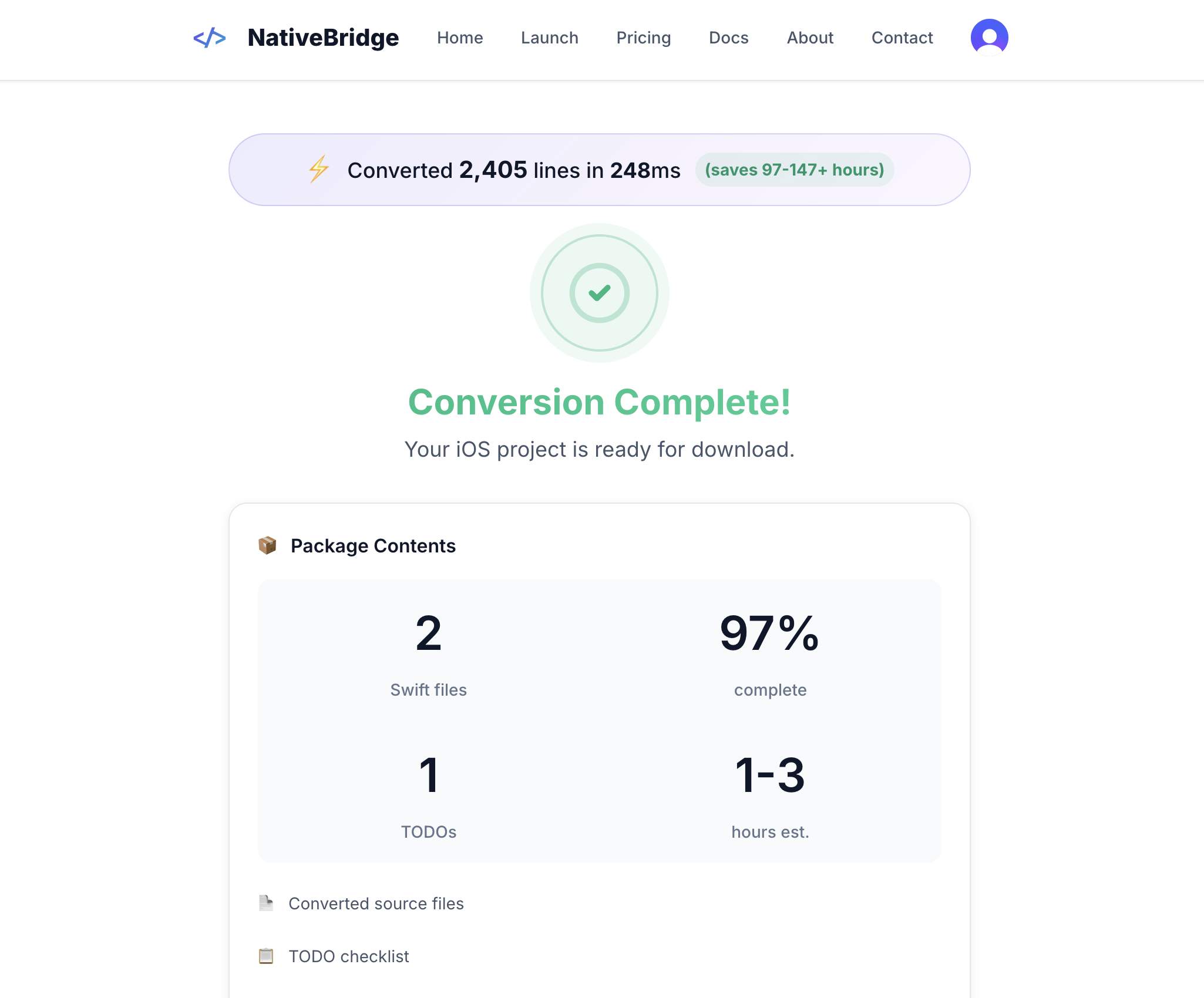 NativeBridge: iOS ↔ Android UDM  - Screenshot 3 showing product features and functionality