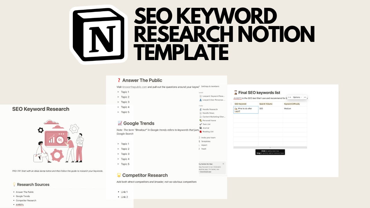 SEO Keyword Research Notion Template media 1