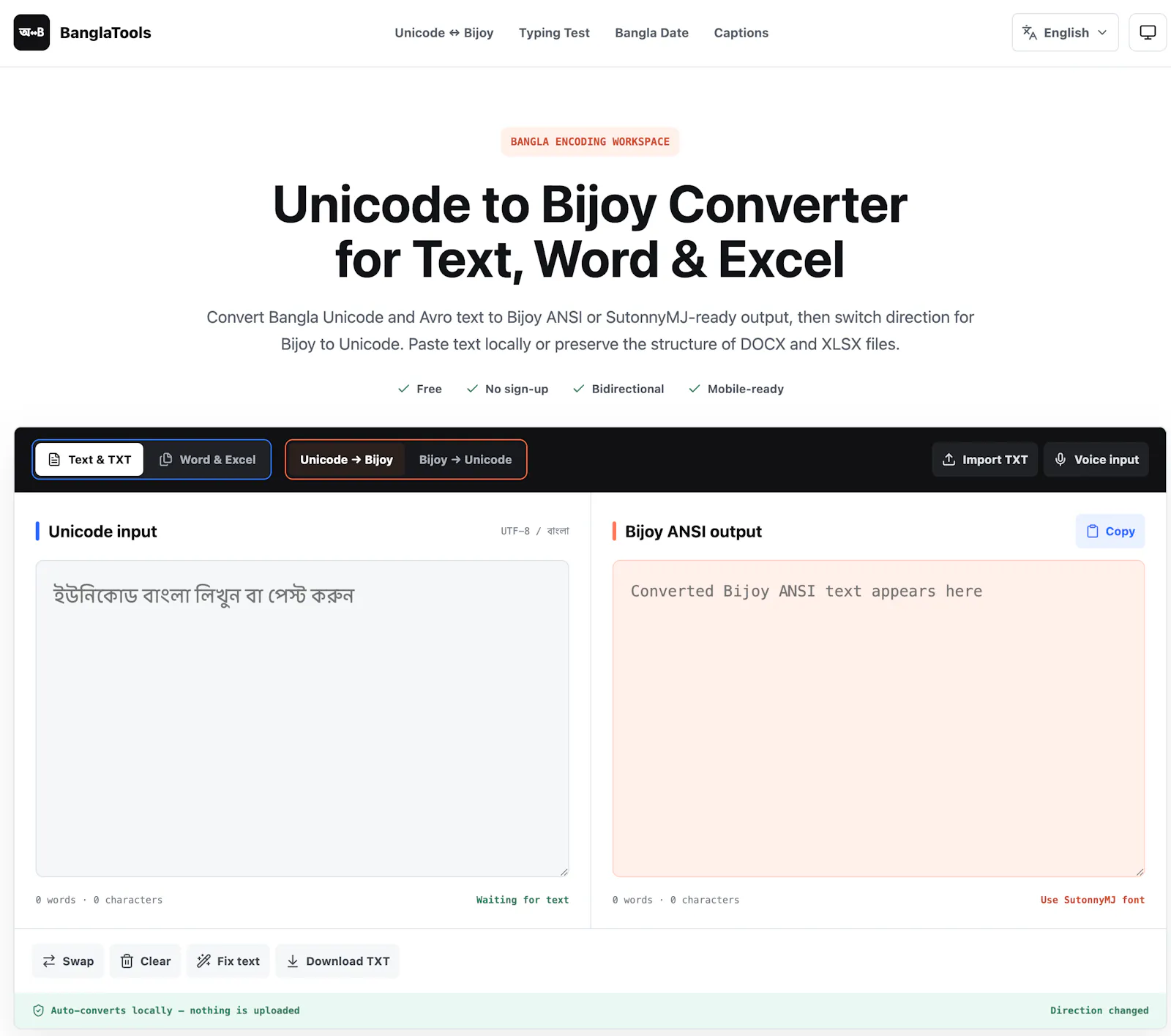 Free Unicode to Bijoy Converter screenshot 1