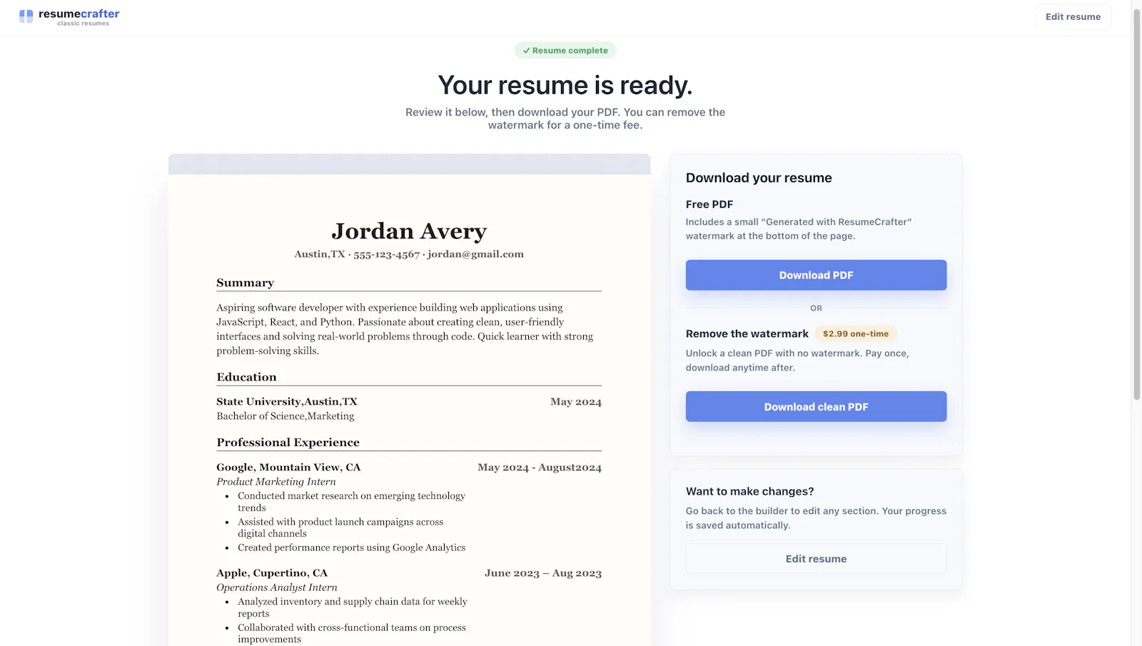 ResumeCrafter screenshot 3