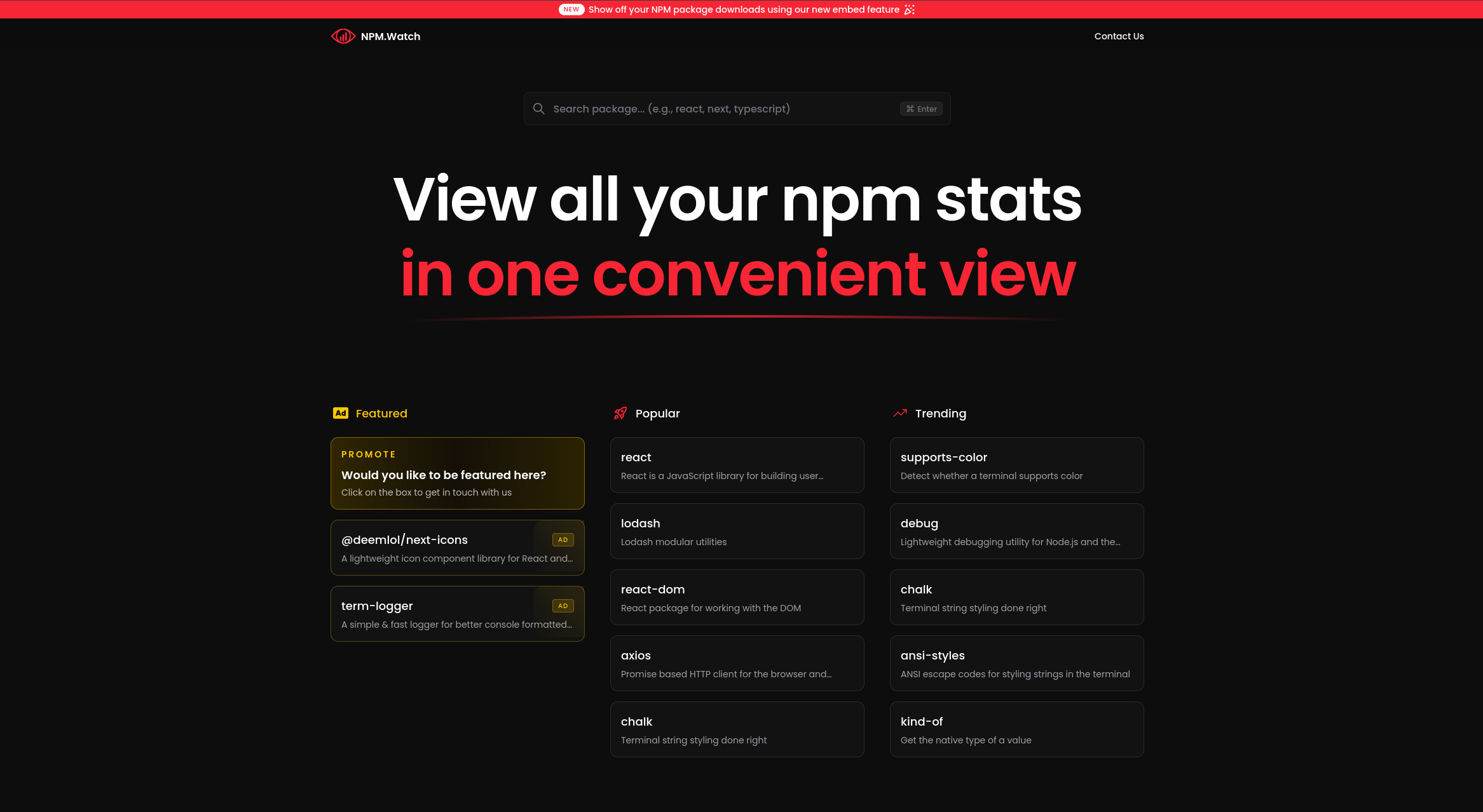 npm.watch - Screenshot 2 showing product features and functionality