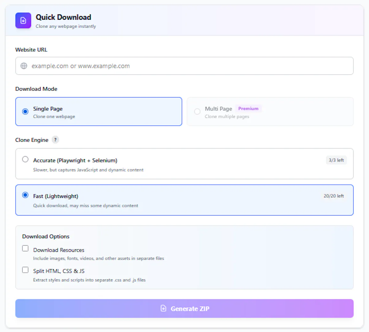 Website2zip