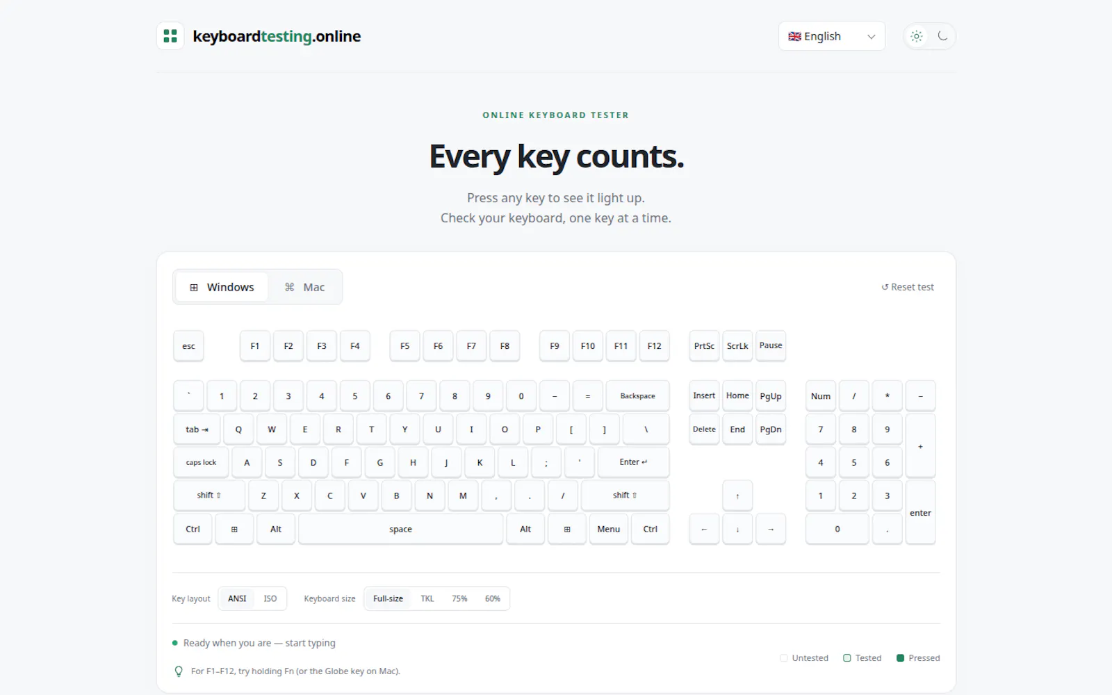 Online Keyboard Tester screenshot 1