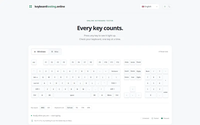 Online Keyboard Tester screenshot 1