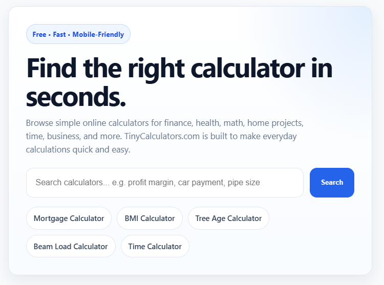 TinyCalculators.com gallery image