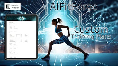 AI FitForgeのユーザープロフィール画面は、個別のフィットネス統計データと進捗状況を紹介しています。
