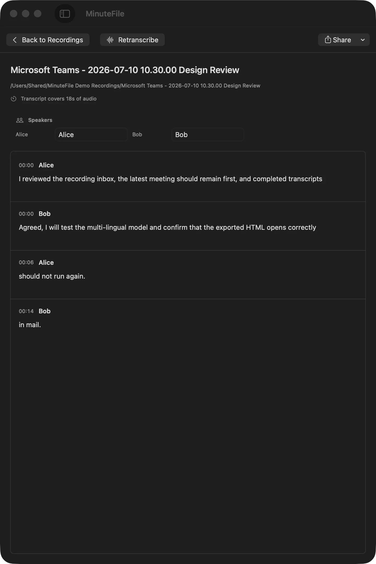 MinuteFile screenshot 3