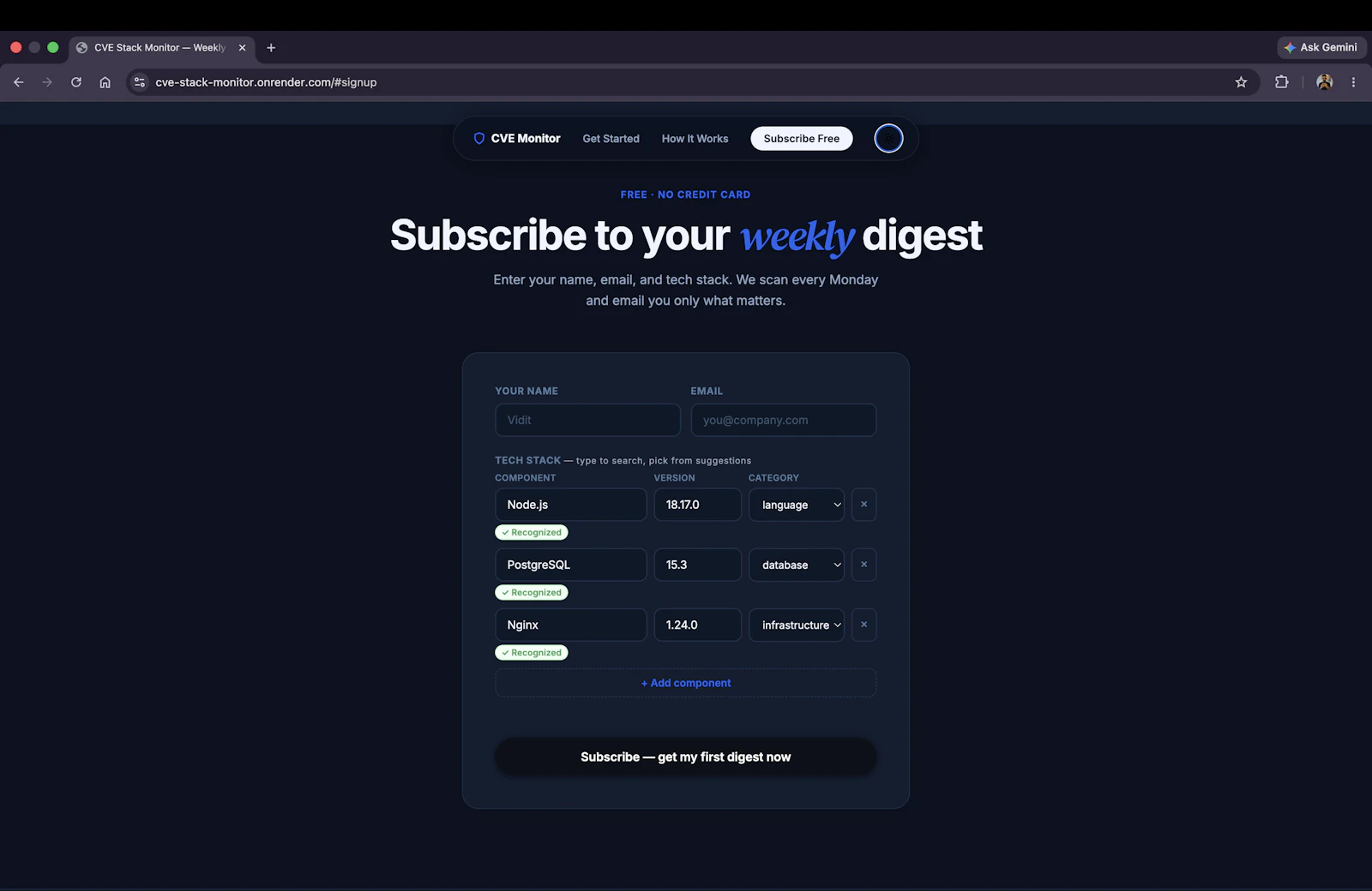 CVE Stack Monitor screenshot 3