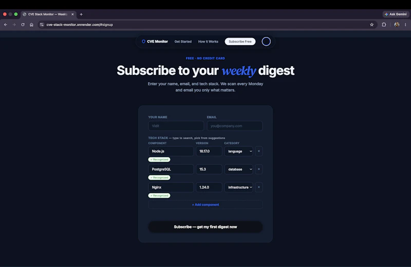 CVE Stack Monitor screenshot 3