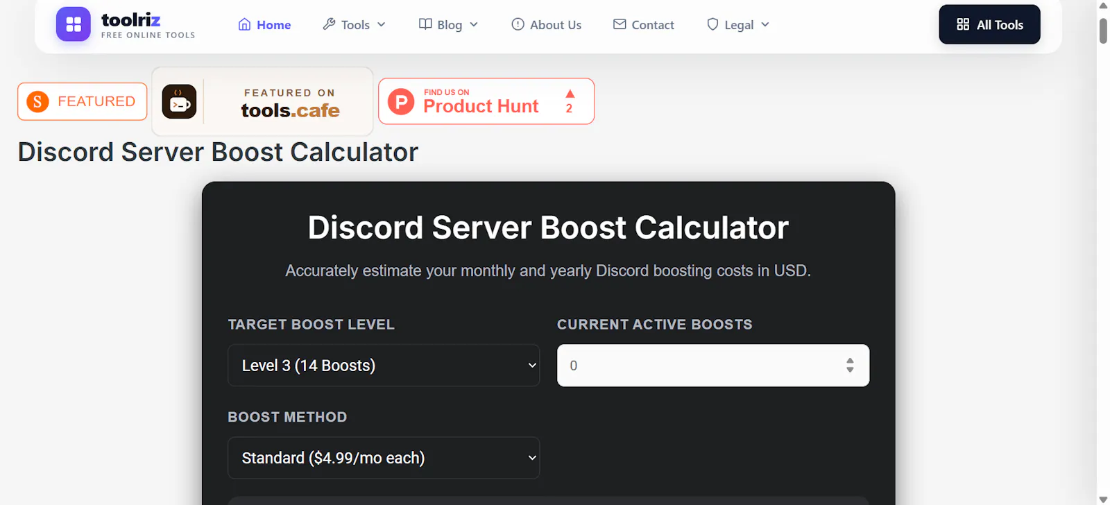 Discord Server Boost Calculator screenshot 1