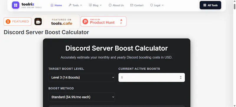 Discord Server Boost Calculator screenshot 1