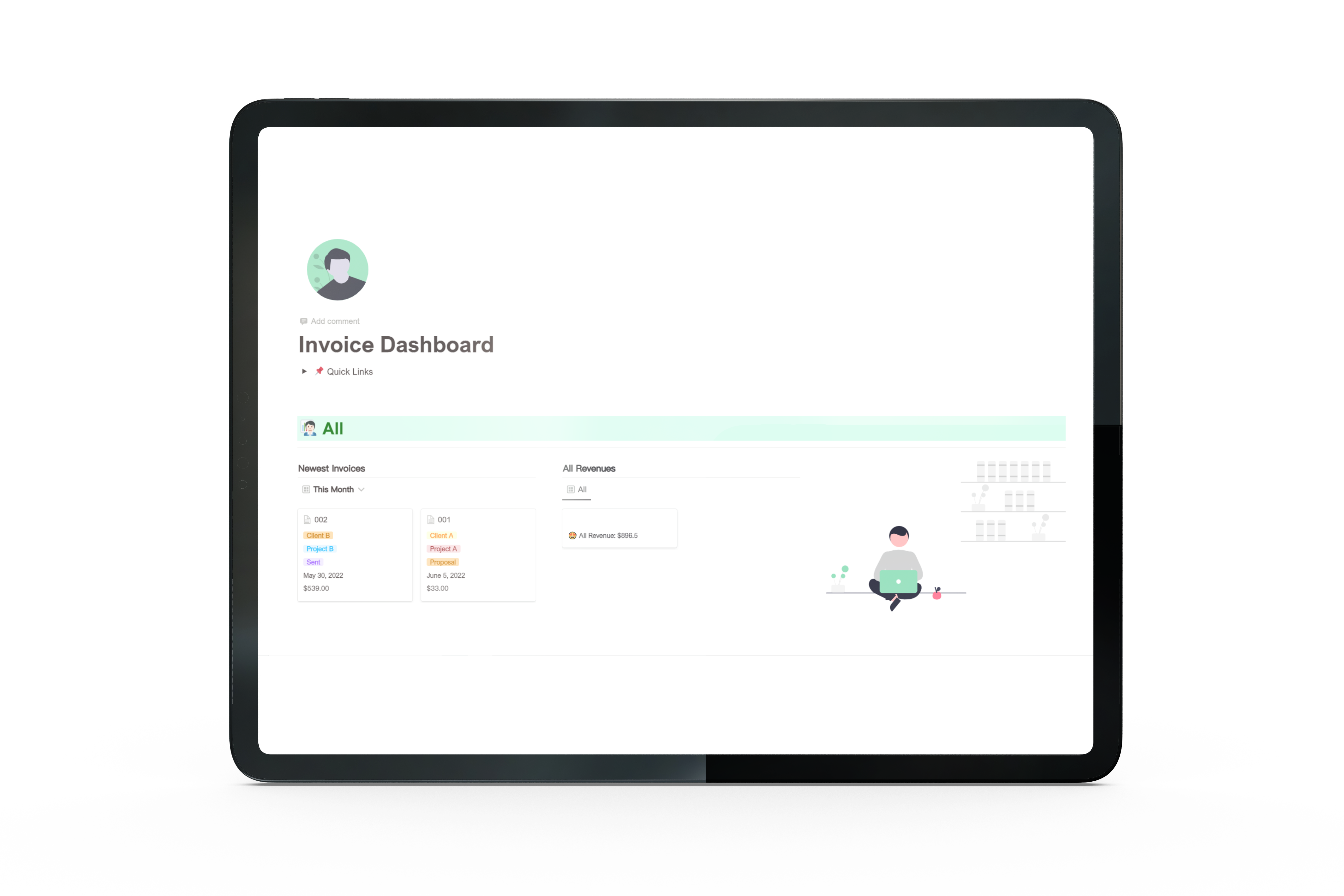 Notion Invoice Dashboard gallery image