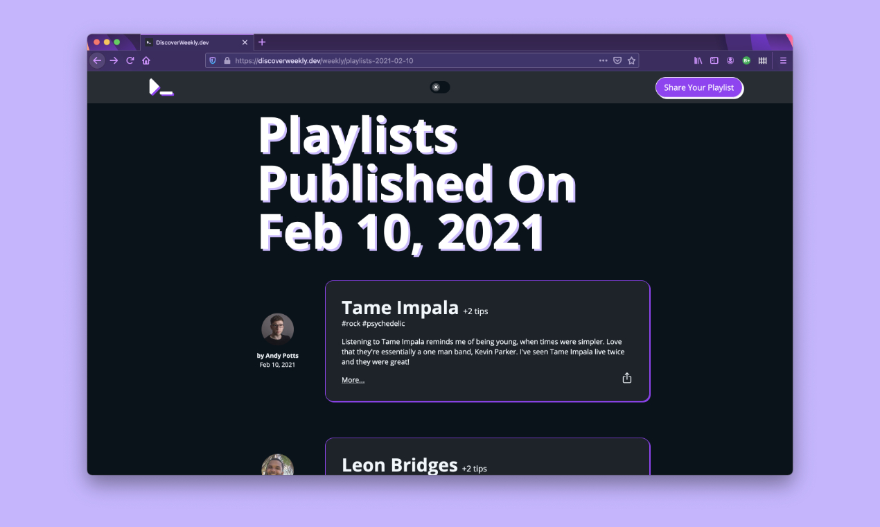 DiscoverWeekly.dev gallery image