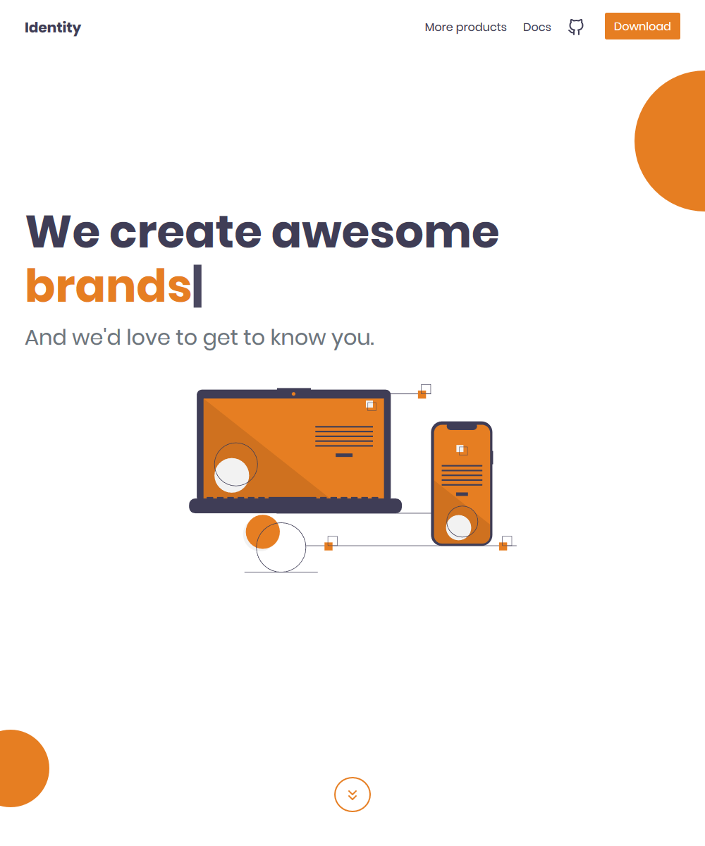 Identity - free landing page template gallery image