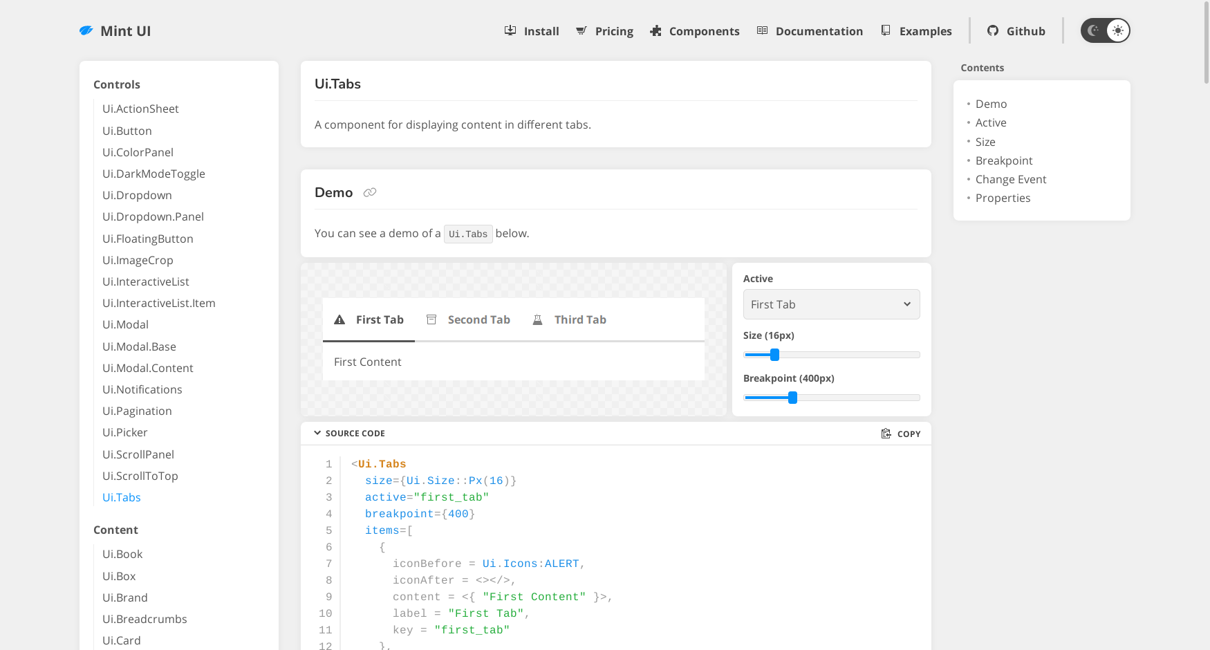 Mint UI gallery image