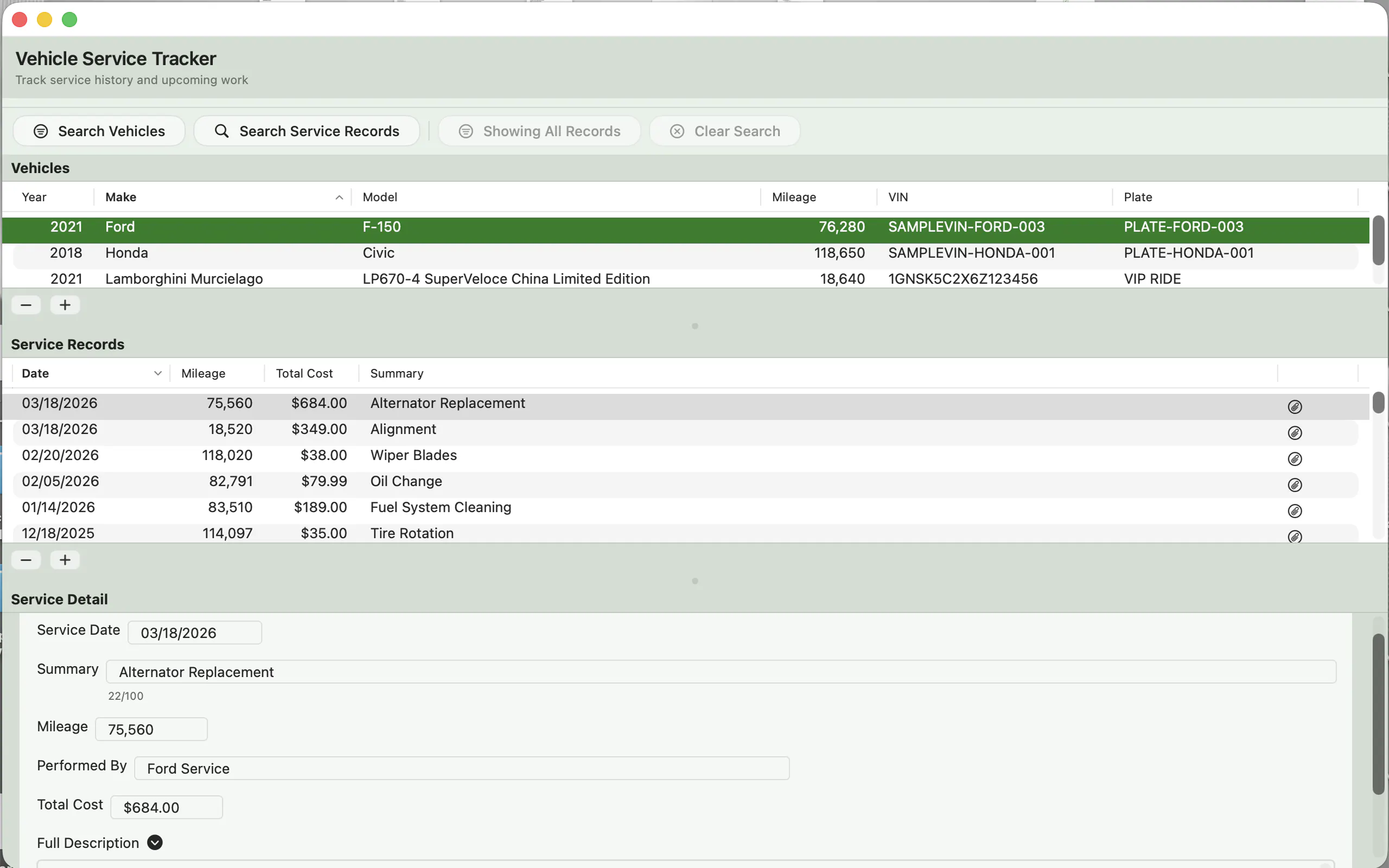 Vehicle Service Tracker gallery image