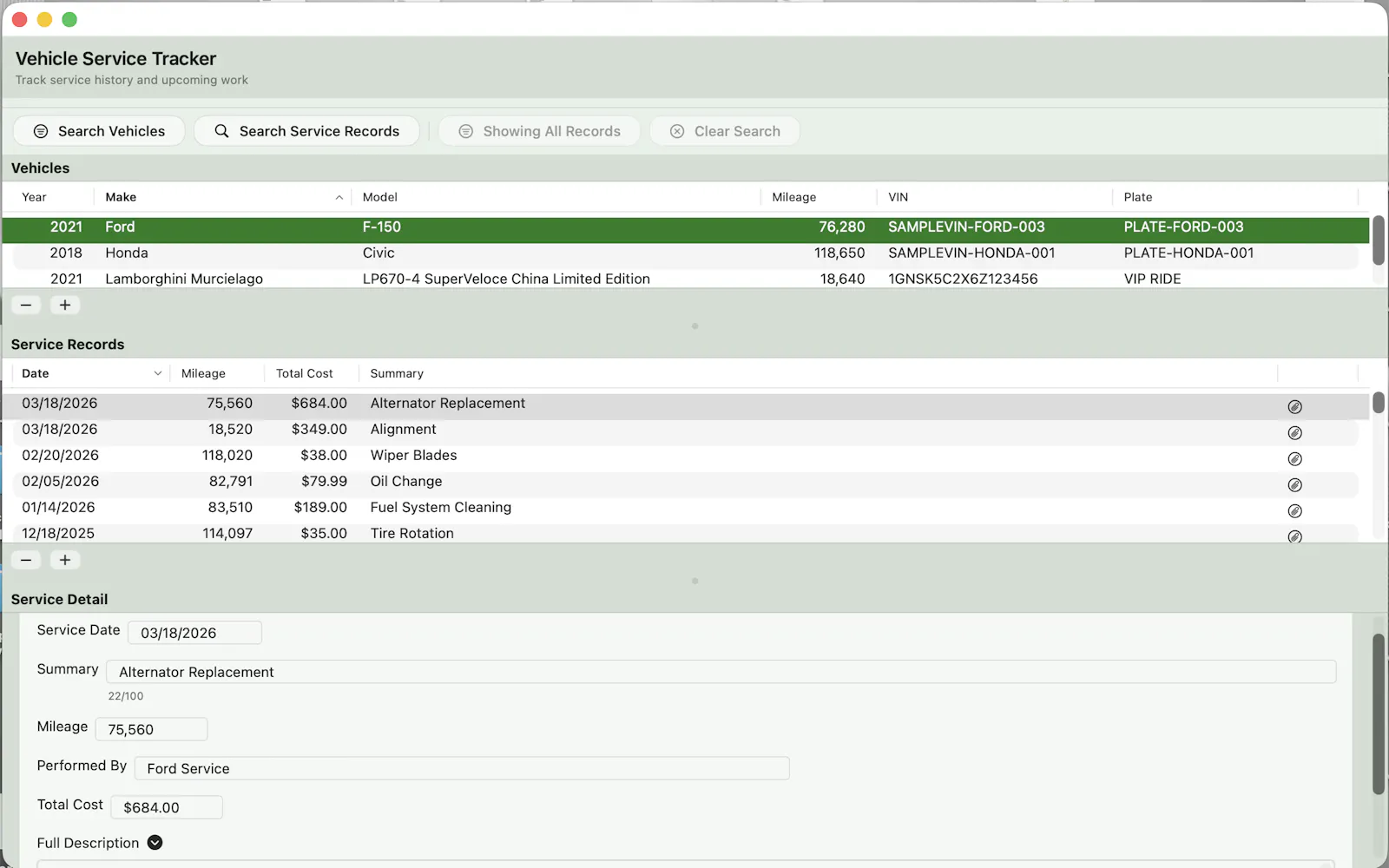Vehicle Service Tracker screenshot 2