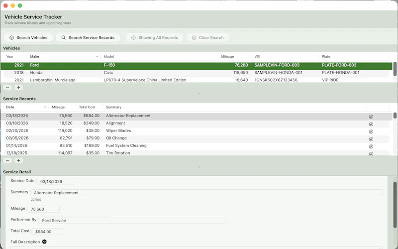Vehicle Service Tracker screenshot 2
