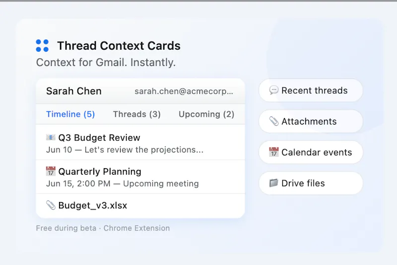 Thread Context Cards — Context for Gmail screenshot 1