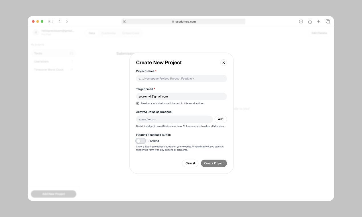Userletters screenshot 2
