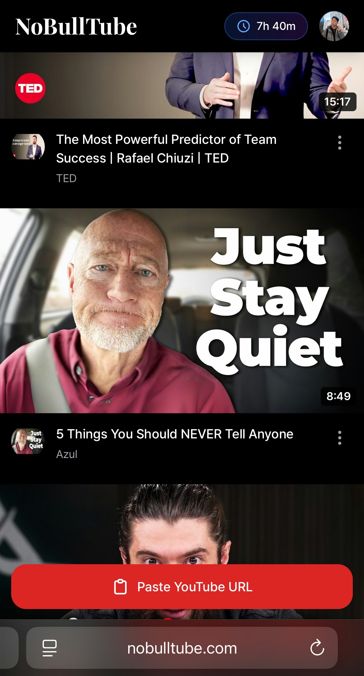 NoBullTube - Screenshot 2 showing product features and functionality