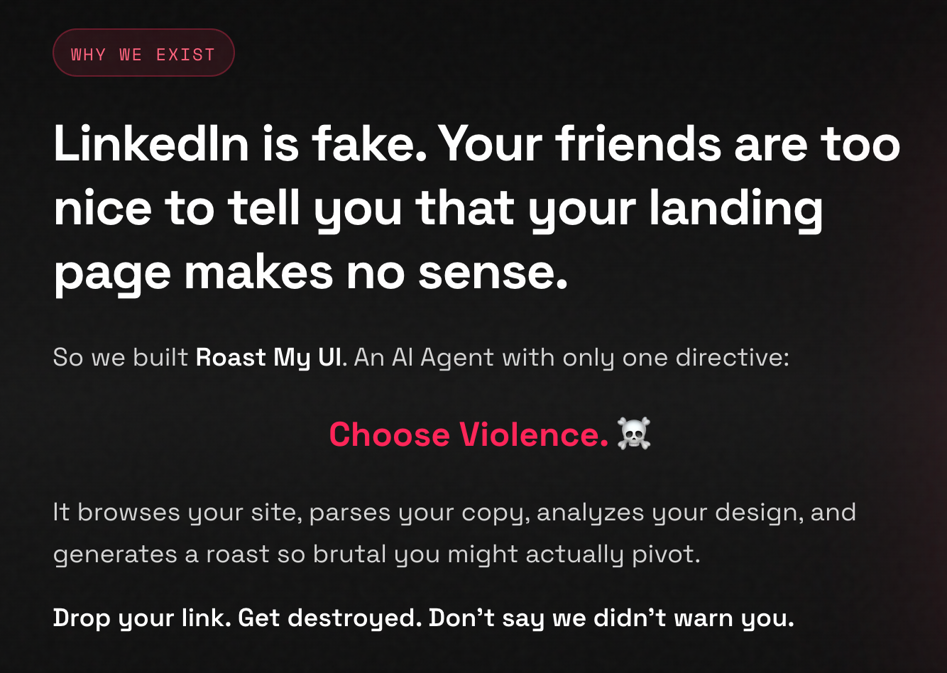 Roast My UI - Main product screenshot demonstrating key features and user interface