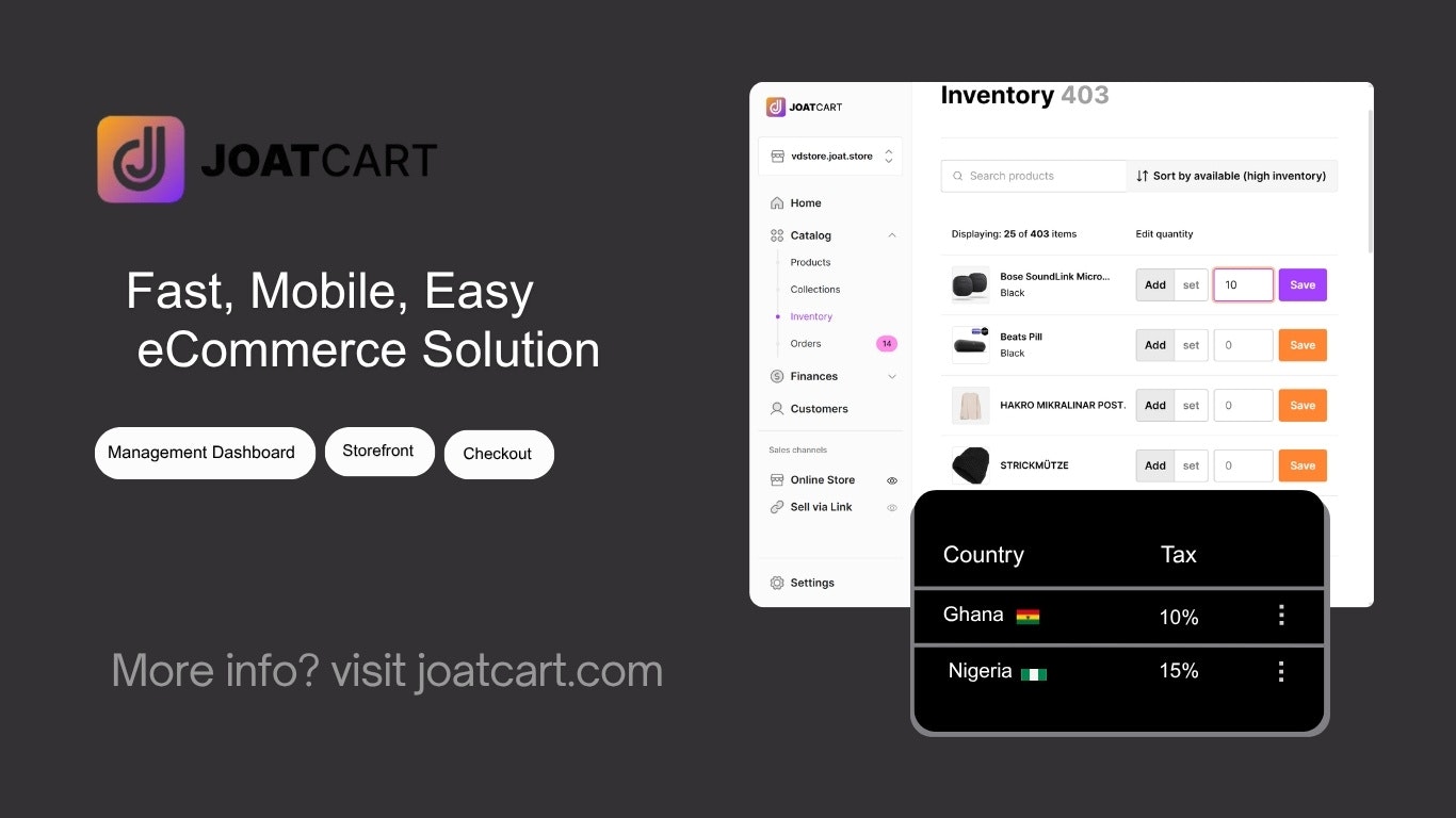 JoatCart - Screenshot 2 showing product features and functionality