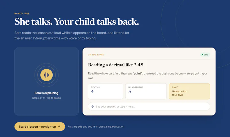 Sara — AI School Tutor screenshot 1