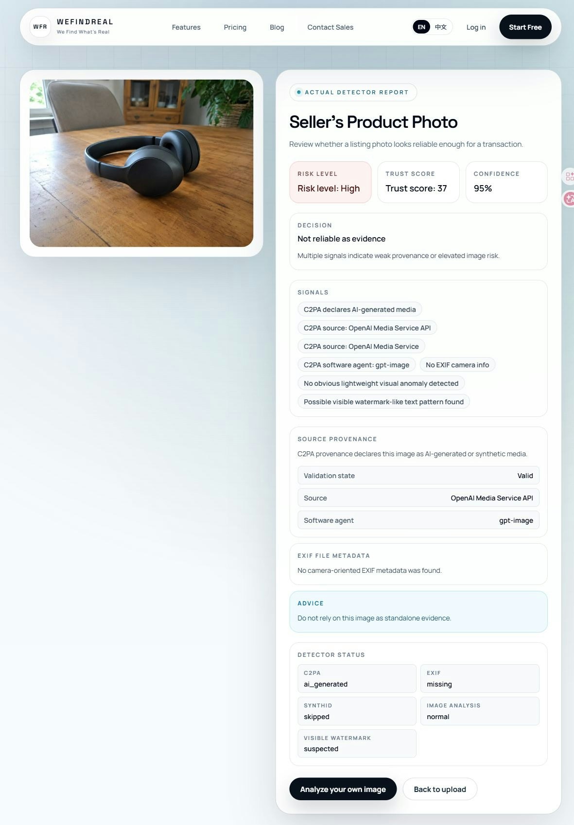 WeFindReal — AI Image Trust Checker gallery image